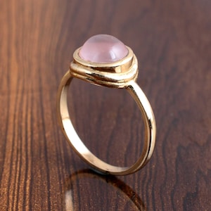 Natural Rose Quartz Ring, Gemstone Ring, Brass Ring, Pink Quartz Ring, Promise Ring, Everyday Ring, Birthday Gift Ring
