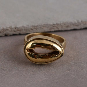 Cowrie Ring, Shell Ring, Sea Shell Chauri Ring, Ocean Lover, Summer Jewelry, Beach Jewelry, Brass Ring