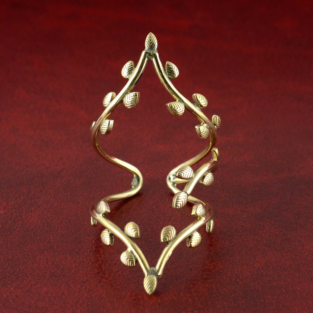 Brass Leaf Design Knuckle Ring | Adjustable Arthritis Finger Brace ...