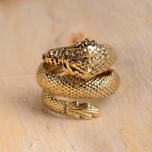 Gold Snake ring, Dragon snake ring, statement ring, Open Serpent Band, Snake jewelry, Stacking Animal rings, Dainty ring, Brass ring