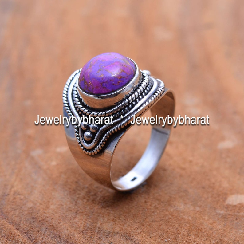 Turquoise ring,Turquoise jewelry,Purple stone ring,Gemstone ring,Silver rings,,Girlfriend ring,Gift ring,Gift for her