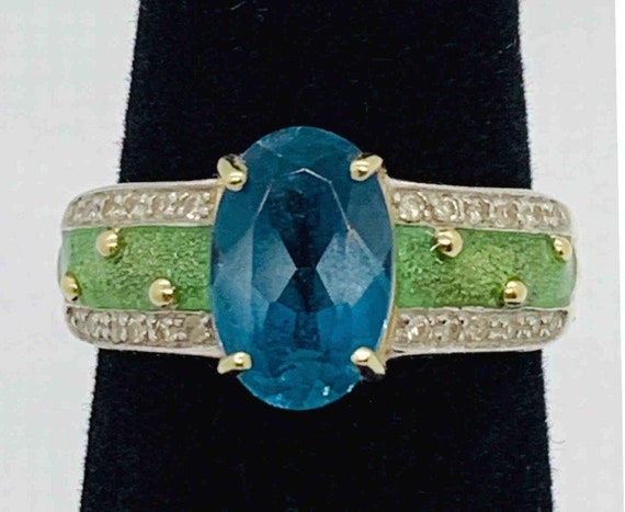 Topaz and Diamond 14 kt Gold Ring - image 1