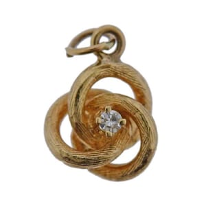 Vintage 14 kt Gold Diamond Trinity Charm Pendant- Unique!