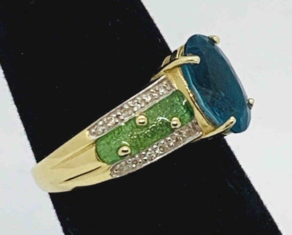 Topaz and Diamond 14 kt Gold Ring - image 2