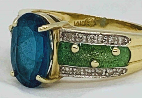 Topaz and Diamond 14 kt Gold Ring - image 7