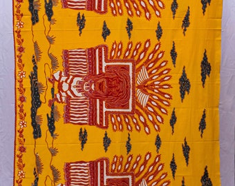 Batik Indonesia, "Raksasa" (the monster) on Luminescent Yellow, Premium Cotton, 100% Hand Drawn Sarong, Made in Indonesia