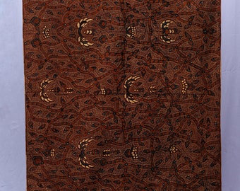 Batik Indonesia, "Sembangen" Motif, Traditional Earthy Colors from Solo, Premium Cotton Fabric, 100% Hand Drawn Sarong, from Indonesia