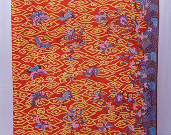 Batik Indonesia, "Mega Mendung Kupu" Motif (Collection 2 of 4), Premium Cotton Fabric, 100% Hand Drawn, Full Tulis Sarong, Made in Indonesia