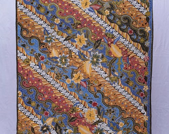 Batik Indonesia, motif contemporain vibrant « Parang/Hokokai », tissu en coton de qualité supérieure, 100 % fait main, paréo de tulis intégral, fabriqué en Indonésie