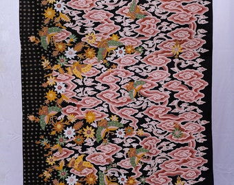 Batik Indonesia, "Mega Mendung Hokokai" Motif (Japanese), Premium Cotton Fabric, 100% Hand Drawn, Full Tulis Sarong, Made in Indonesia