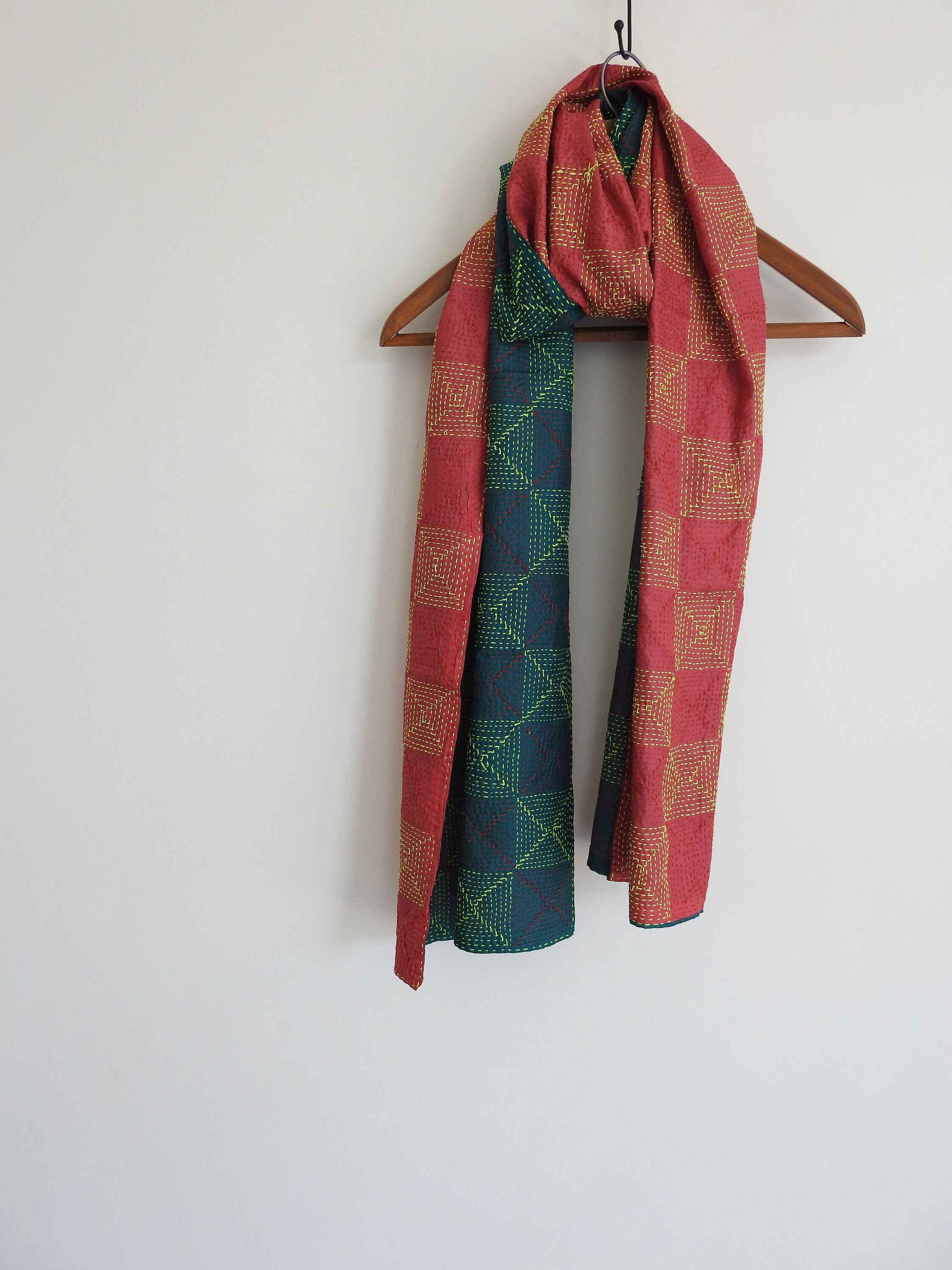 Forest Green Silk Bandhani Scarf From Rajasthan Forest Green Silk Bandhani Scarf From Rajasthan