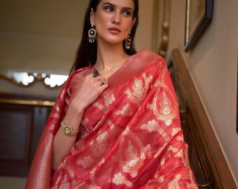 Red Organza Saree