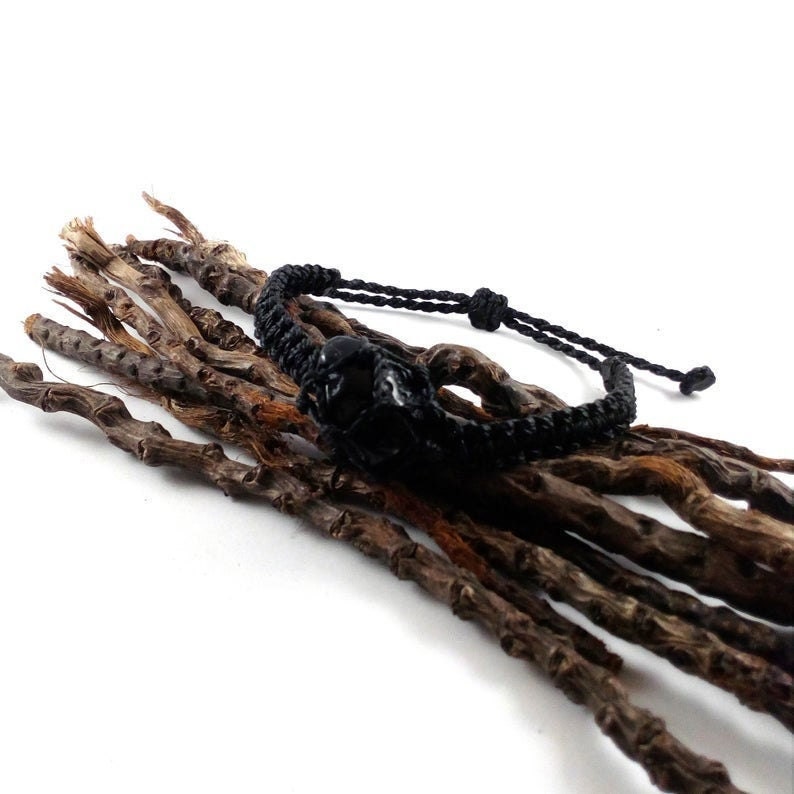 gift for Cancer black anklet- chakra jewelry Aries gifts mens choker black gemstones Tektite bracelet New Age jewelry