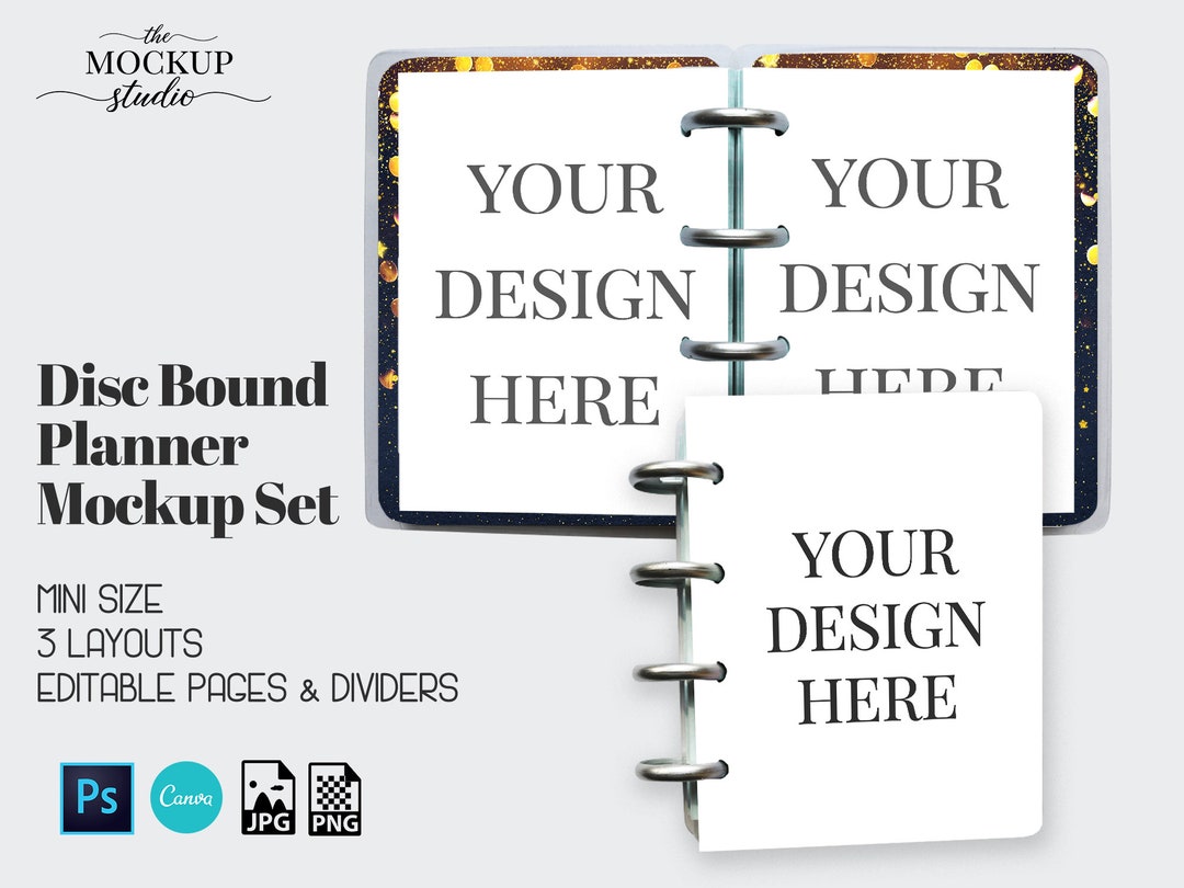 Discbound Planner Mockup, Mini Size Discbound Notebook Mockup, Planner