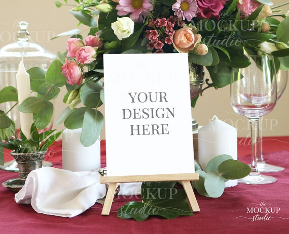 Download Burgundy Wedding Table Number Mockup Table Card Mockup Red Etsy