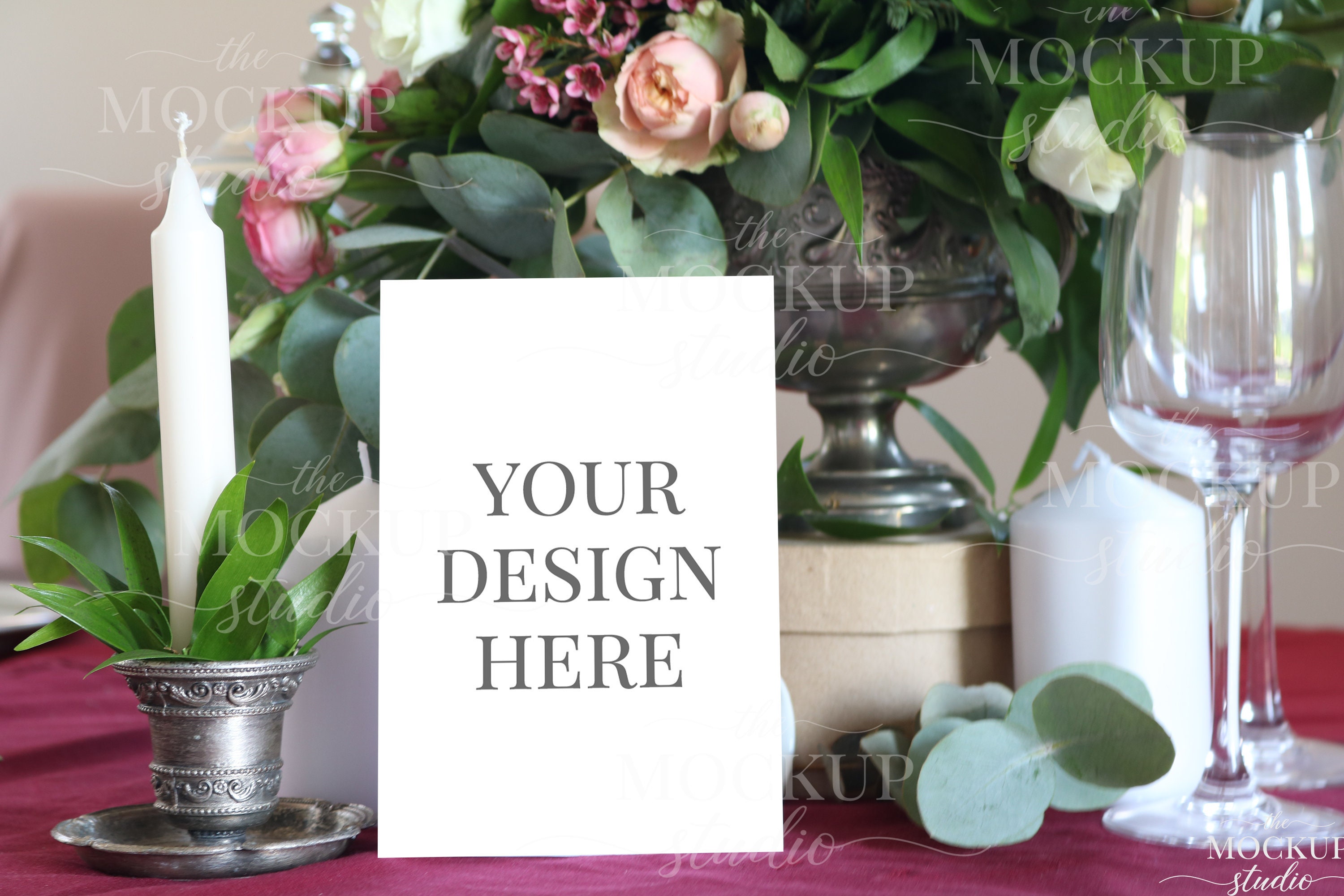 Download Bourgogne Wedding Table Number Mockup Table Card Mockup ...