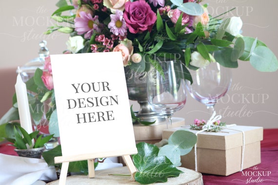 Burgundy Wedding Table Number Mockup Table Card Mockup Red Etsy