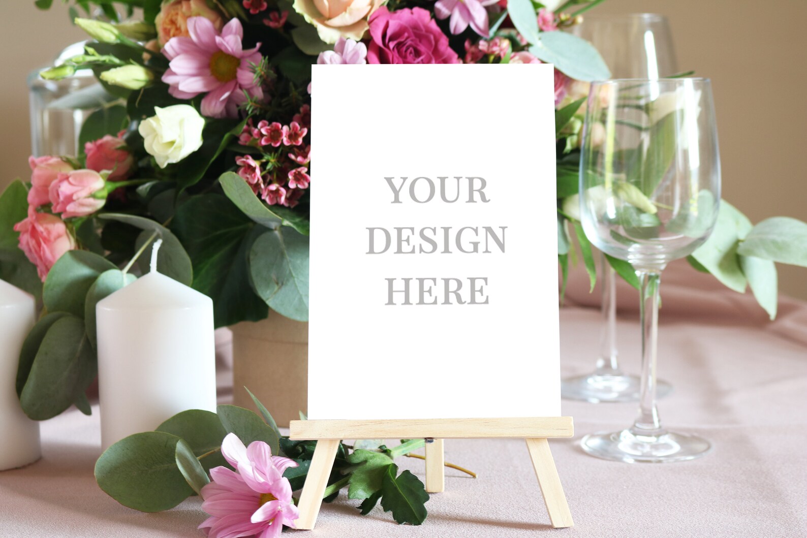 Table Number Mockup Table Card Mockup Fpink Floral Table Etsy
