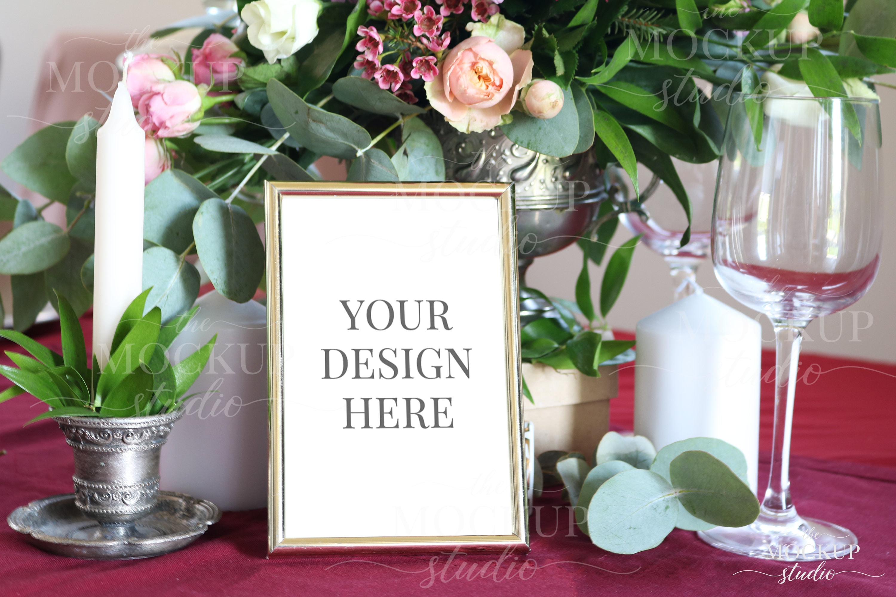 Download Bourgogne Wedding Table Number Mockup Gold Table Card ...