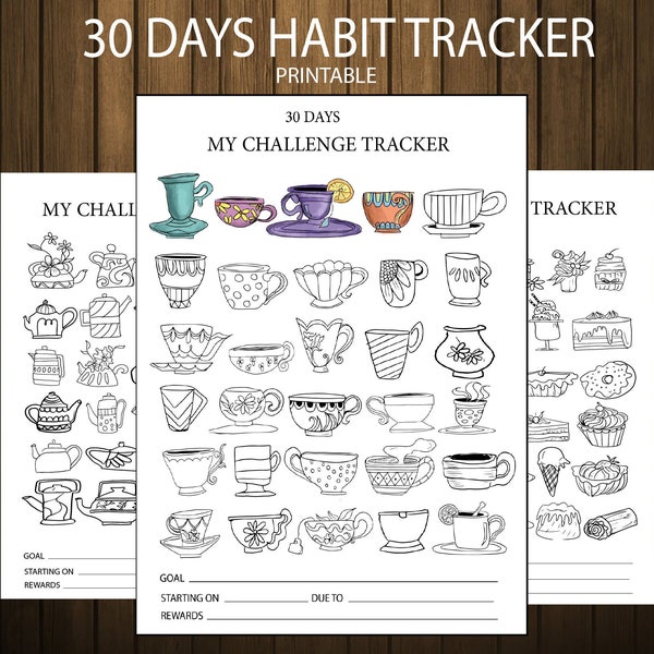 habit tracker printable , coloring planner pages , set of 3 , instant download , letter size , A5 size