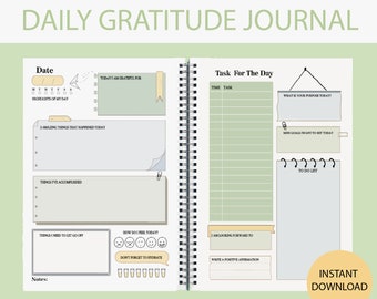 Gratitude Journal Printable , Daily Gratitude Journal , Self Care Journal  , Downloadable Printable  Pdf  A4 , Letter Size