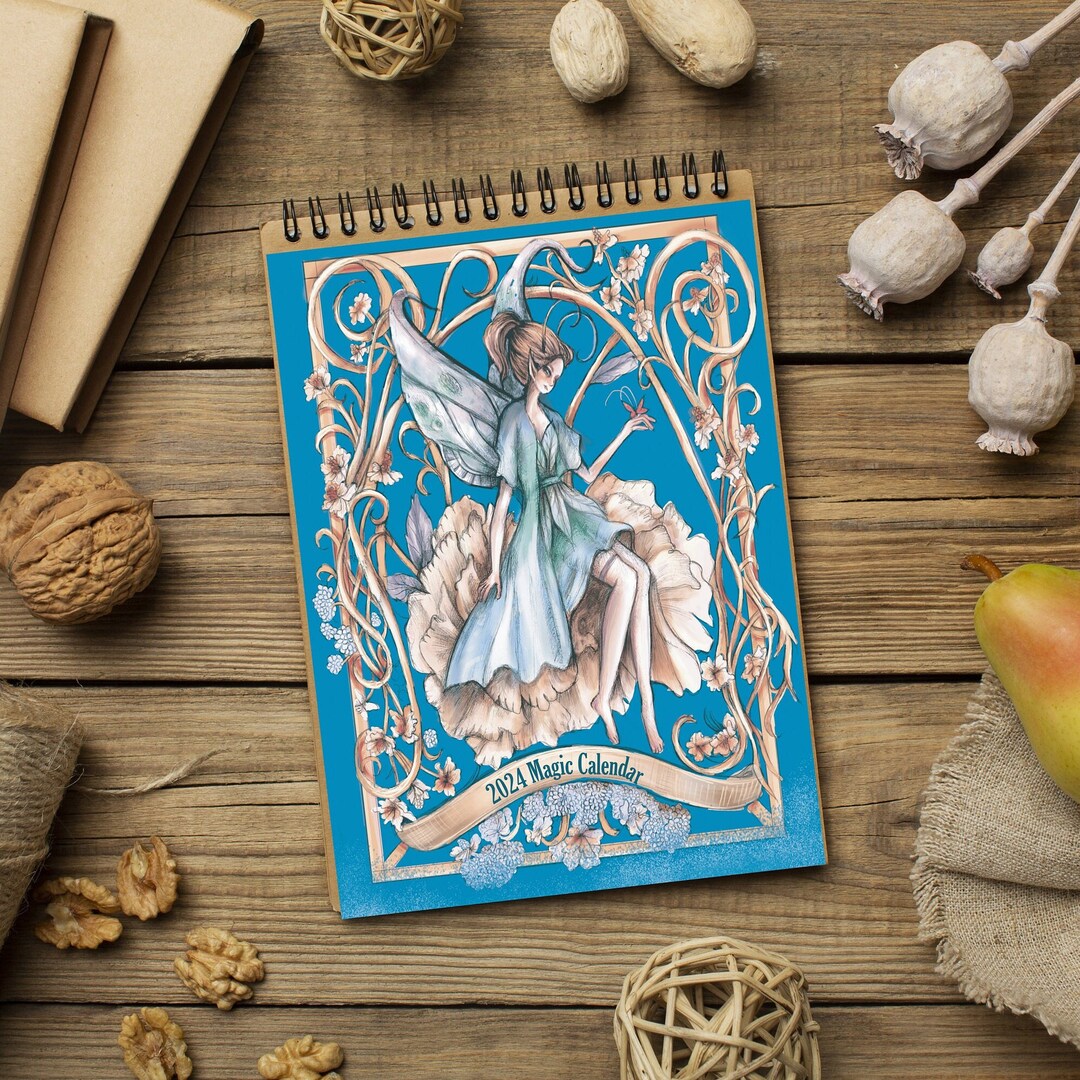 Fantasy Desk Calendar Printable , Illustrated Calendar 2024 , Cute Art ...