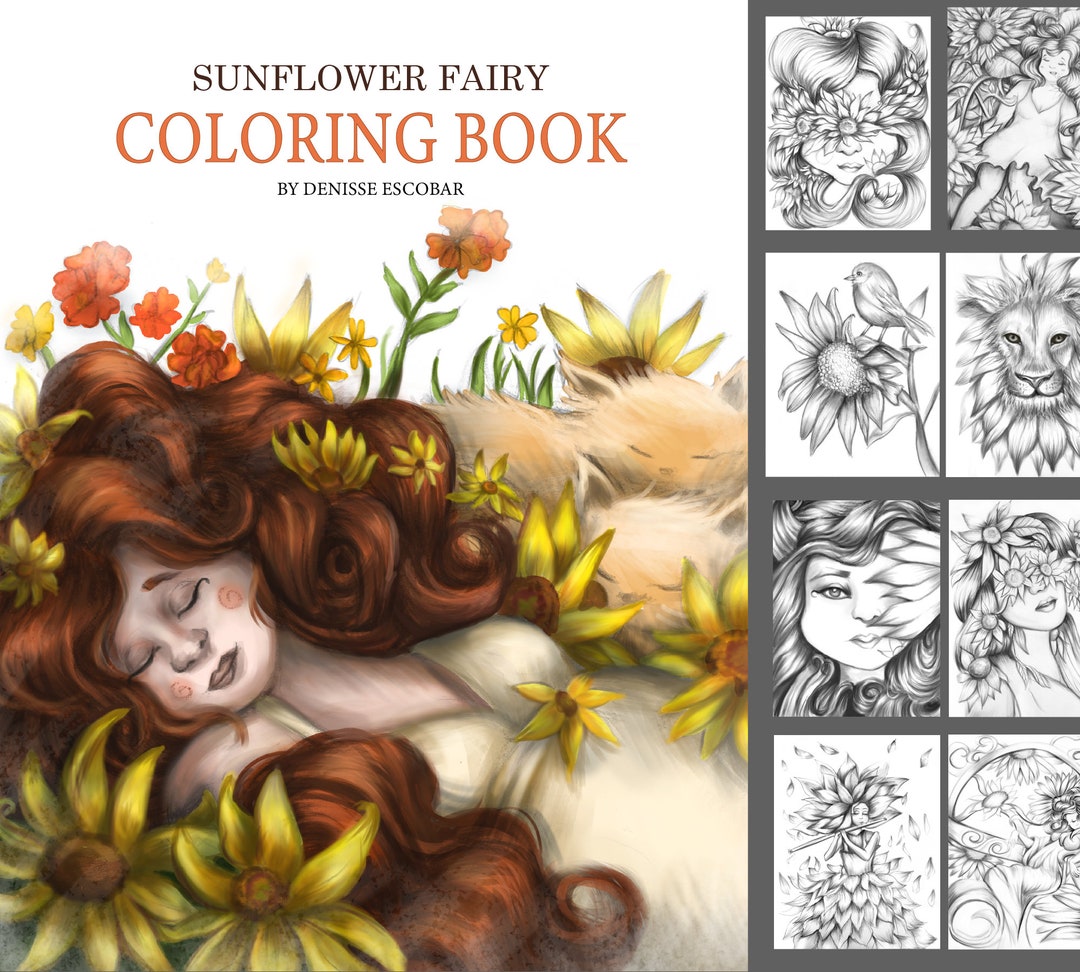 Sunflower Fairy Coloring Book , Adult Coloring Pages Printable , Pdf ...