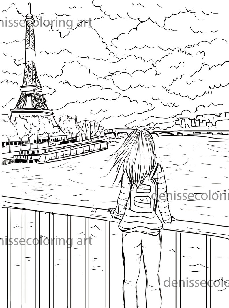 City coloring book printable paris adult coloring book pdf | Etsy
