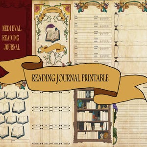 Diario de lectura medieval (tamaño A4, A5, carta) / Libro imprimible / PDF descargable