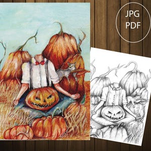 Desenhos para colorir de Halloween, folhas para colorir do Sr. Abóbora, desenhos para colorir para adultos, desenhos para colorir de outono, PDF, tamanho carta, tamanho A4, tamanho A5