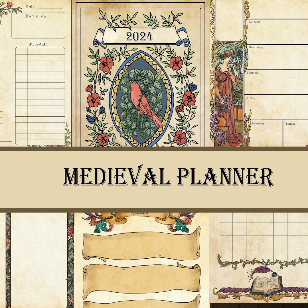 Medieval Journal Planner , Monthly Weekly Daily Planner , Fantasy Diary ...