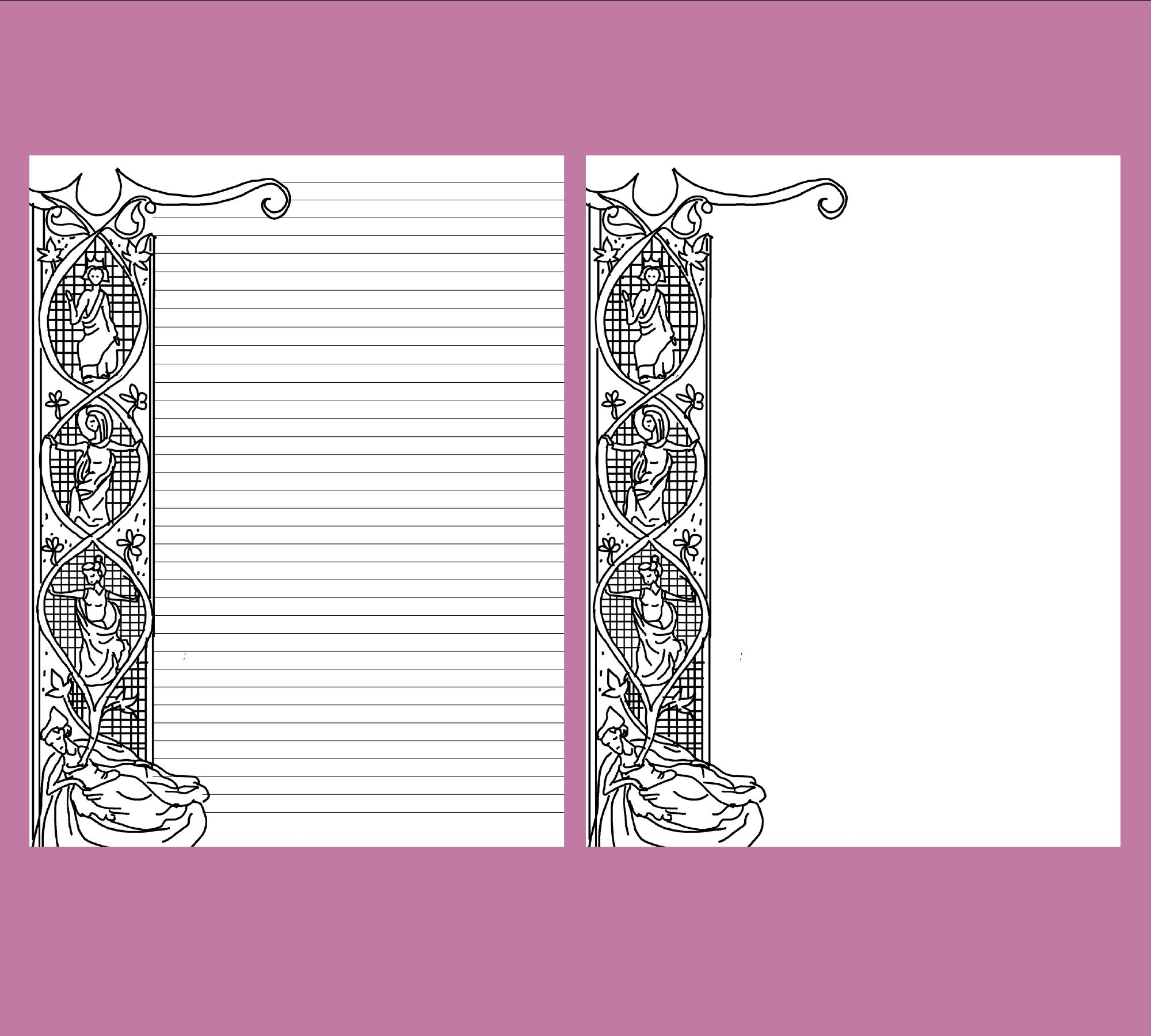 Coloring Medieval Writing Paper , Printable Medieval Journal Pages ...