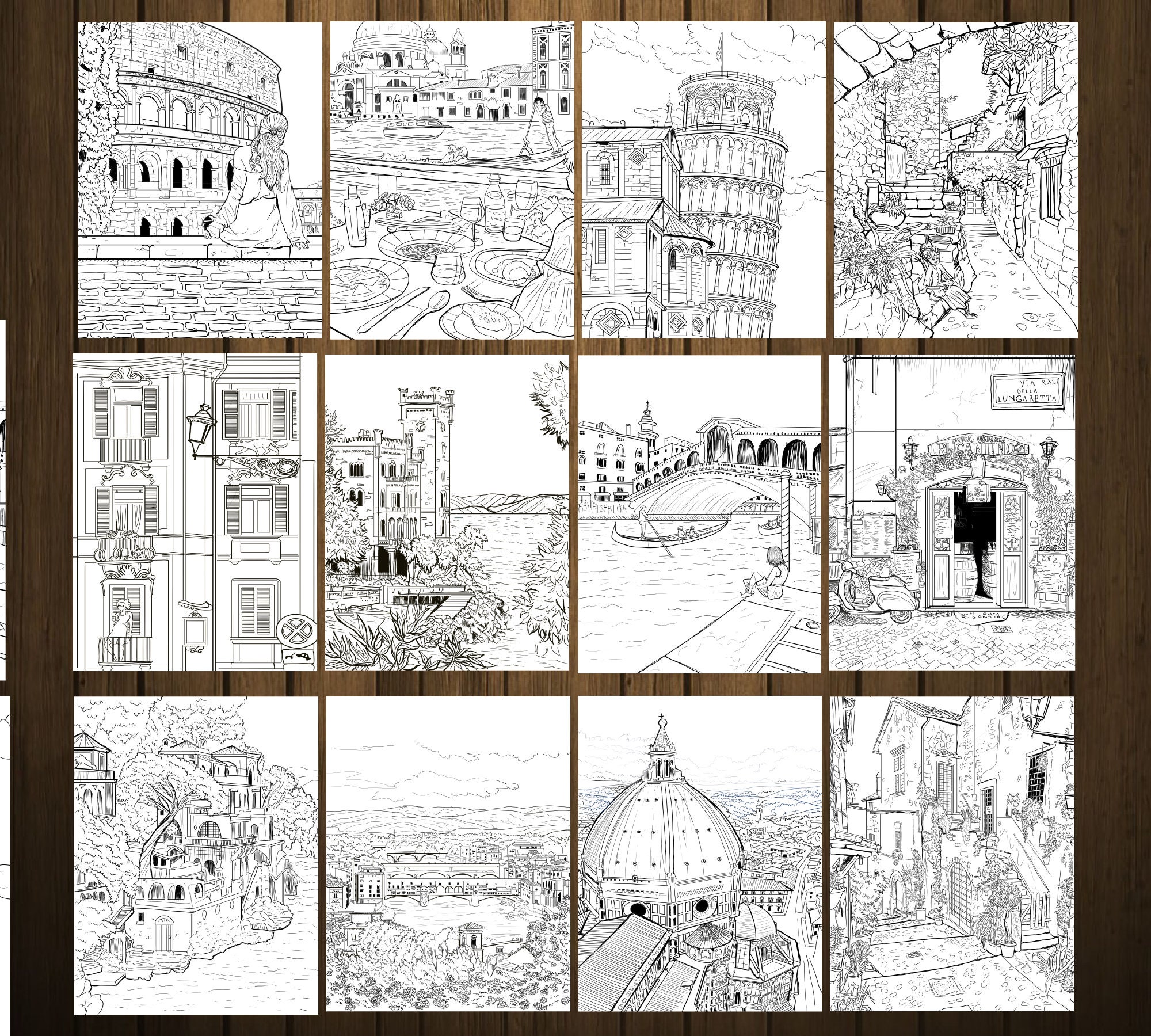 Italy Coloring Book Pdf Adult Coloring Book 12 City - Etsy Canada