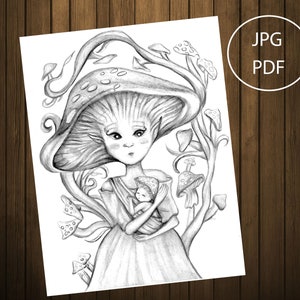 Pilz Fee Ausmalseiten, Malseite für Erwachsene, Ausmalseiten pdf, zum ausdrucken, Ausmalen , Ausmalen , Ausmalen , Ausmalen , Ausmalen ,