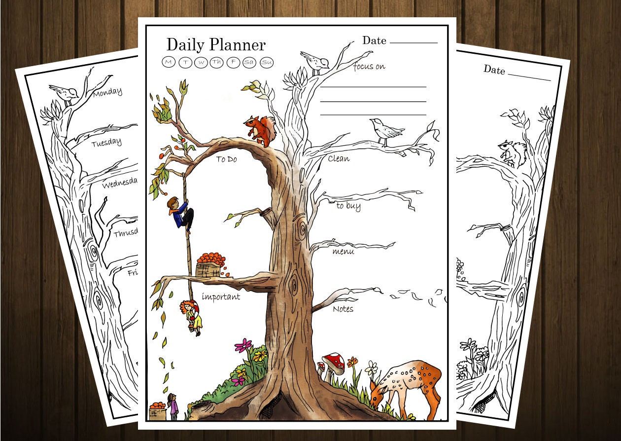 Weekly Coloring Planner Printable Daily Planner Page | Etsy