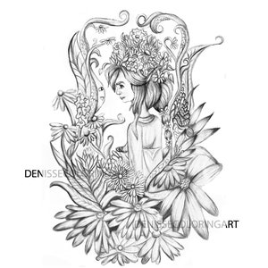 fantasy floral women coloring page pdf