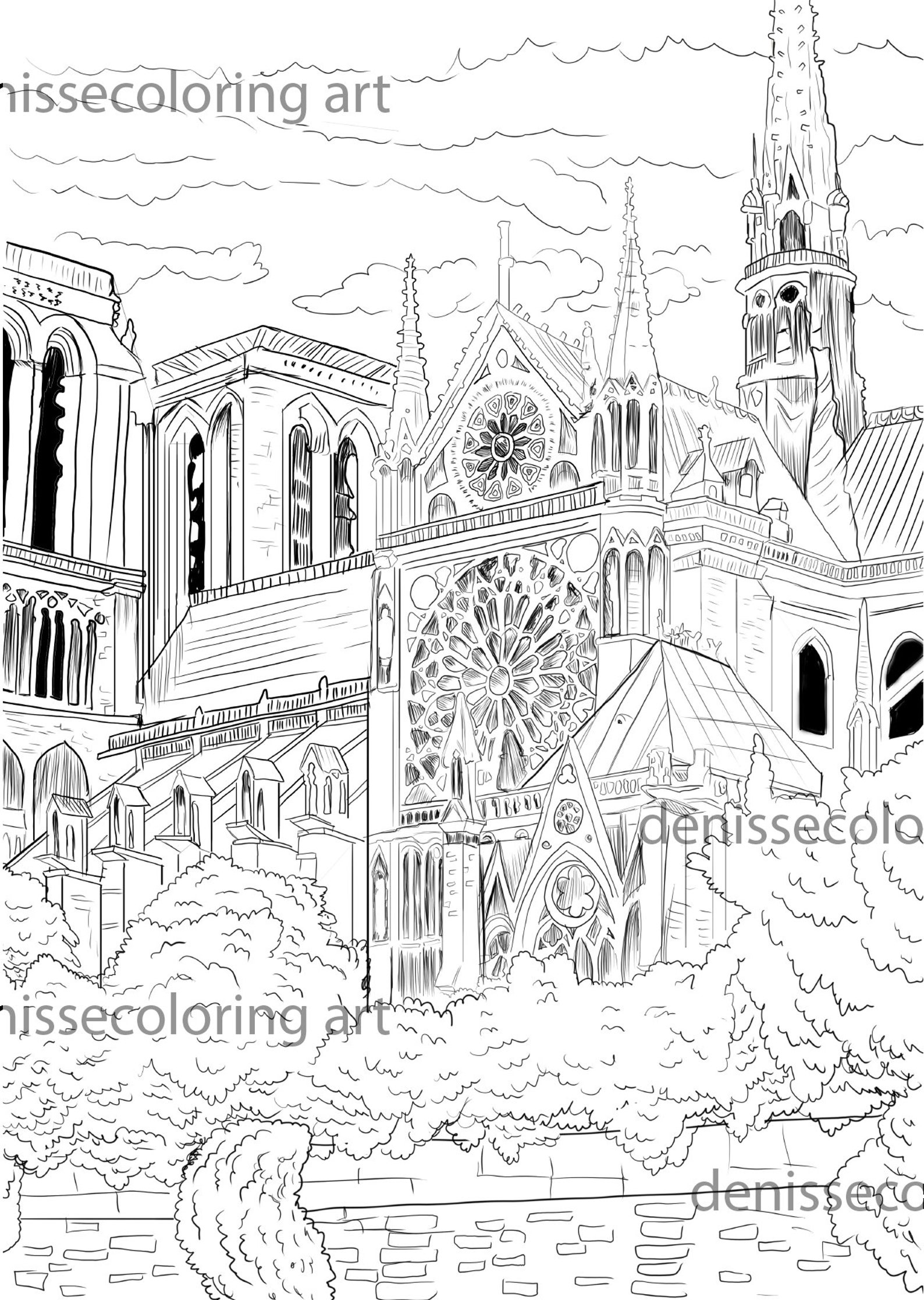 City coloring book printable paris adult coloring book pdf | Etsy
