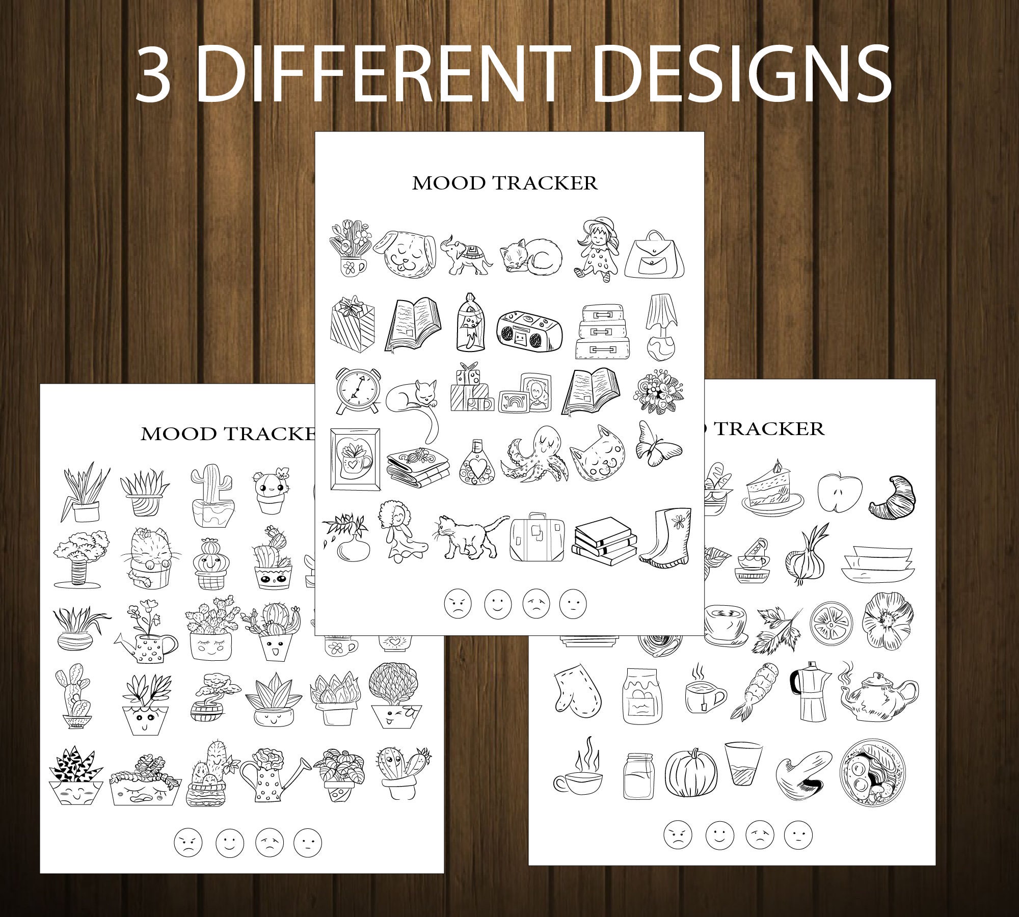 Mood Tracker Printable , Bullet Journal Pages , Set of 3 , Instant ...