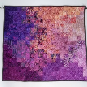 Purple and Orange Gradation Quilted Wall Hanging