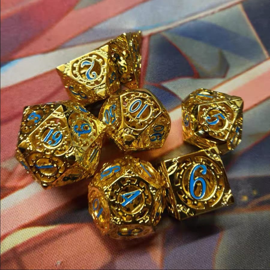 Steampunk Golden Hollow Gear Dice Set Dungeons & Dragons Etsy