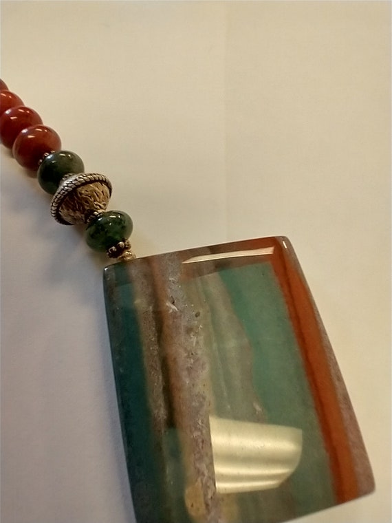 Fine Red Jasper in Crystal  Necklace with pendant - image 3