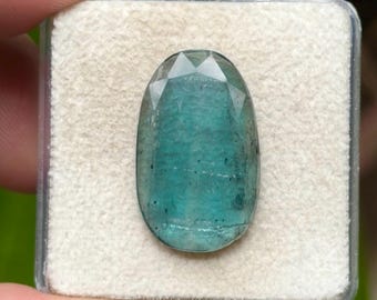 100% Natural Green Kyanite Flat Back Rose cut Slices Loose Gemstones Freeform Shape, 23x14 mm, 1 Piece Lot for Making Jewelry