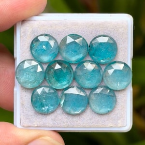 ネオンパライバカイヤナイト ローズカットスライス：10 x 10 mm ラウンドジェムストーン、10個セット