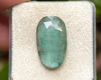 100% Natural Green Kyanite Flat Back Rose cut Slices Loose Gemstones Freeform Shape, 21x13 mm, 1 Piece Lot for Making Jewelry