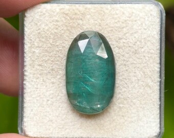 100% Natural Green Kyanite Flat Back Rose cut Slices Loose Gemstones Freeform Shape, 12x20 mm, 1 Piece Lot for Making Jewelry