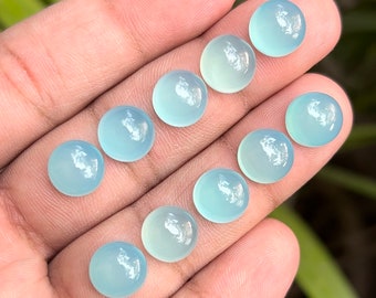 Fantastique qualité supérieure Aqua Calcédoine Forme Ronde Cabochons Pierre Précieuse Libre Pour la fabrication de bijoux 10 mm 10 pièces