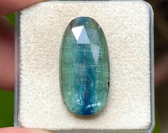 100% Natural Green Kyanite Flat Back Rose cut Slices Loose Gemstones Freeform Shape, 25x13 mm, 1 Piece Lot for Making Jewelry