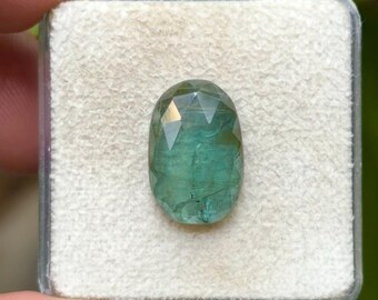 100% Natural Green Kyanite Flat Back Rose cut Slices Loose Gemstones Freeform Shape, 10x16 mm, 1 Piece Lot for Making Jewelry