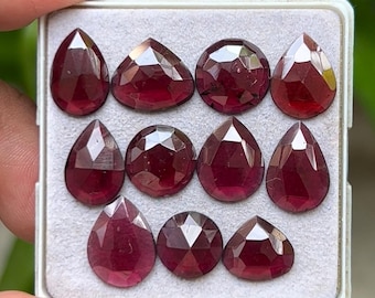 Rhodolite Garnet Gemstone Slices: Rose Cut, Mix Shape, 10-15mm, 11 Pieces