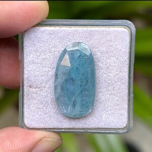 100% Natural Paraiba Kyanite Flat Back Rosecut Slices Loose Gemstones Freeform Shape, 23x13 mm, 1 Piece Lot for Making Jewelry